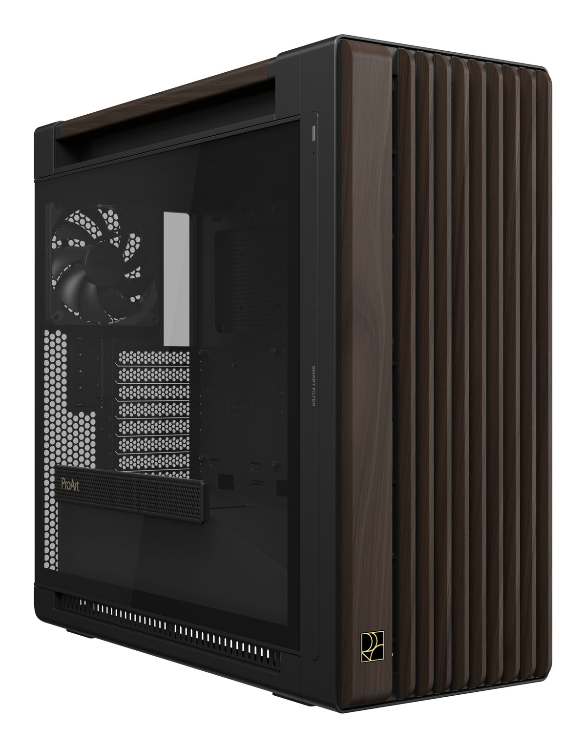 ASUS ProArt PA602 Wood Edition Modern Black - Tempered Glass Panel Midi Tower Schwarz, Holz