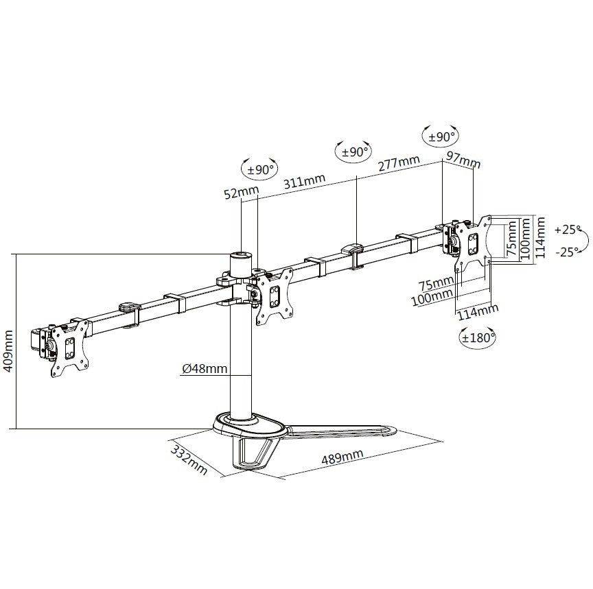 Equip 650125 17"-27" Dreifach-Gelenk-Monitor/LCD-Tischfußhalterung