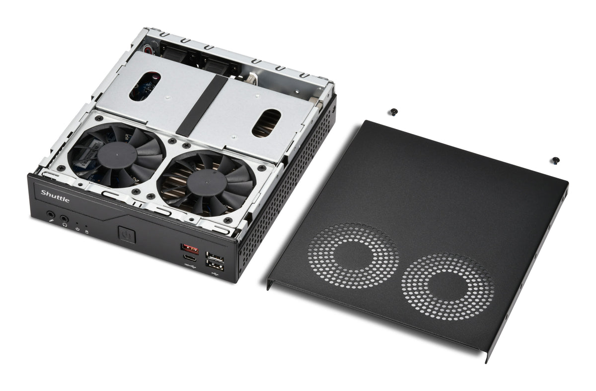 Shuttle Slim PC DH810 , S1851, 1x HDMI (2.1), 1x DP, 1x USB-C (DP), 1x 2.5" , 2x M.2, 2x LAN (Intel 1G + 2.5G), 2x COM, 24/7 Dauerbetrieb, inkl. VESA
