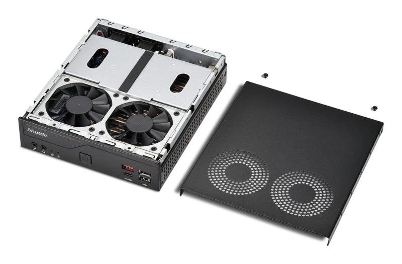 Shuttle Slim PC DH810 , S1851, 1x HDMI (2.1), 1x DP, 1x USB-C (DP), 1x 2.5" , 2x M.2, 2x LAN (Intel 1G + 2.5G), 2x COM, 24/7 Dauerbetrieb, inkl. VESA