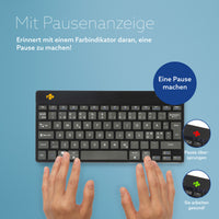 R-Go Tools Ergonomische Tastatur R-Go Compact Break, kompakte Tastatur mit Pausensoftware, QWERTY (NORDIC), Bluetooth, Schwarz