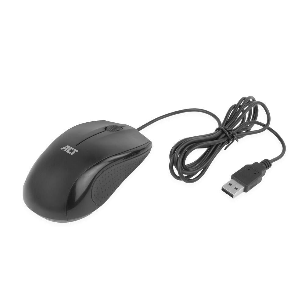 ACT Optische Maus mit Kabel, 1000 DPI, Silent Click, umweltfreundlich, aus recycelten Materialien hergestellt