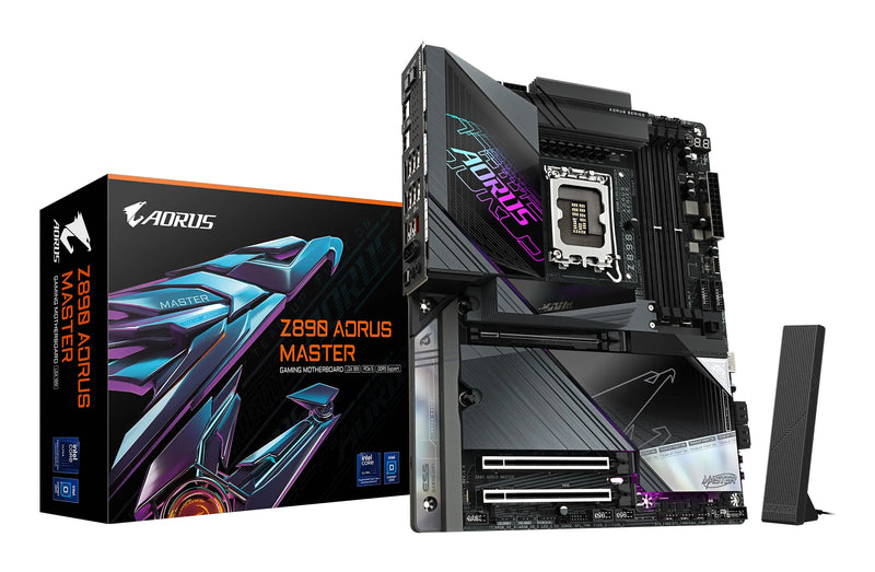 GIGABYTE Z890 AORUS MASTER Mainboard - Unterstützt Intel Core Ultra (Serie 2) CPUs, 18+1+2 Phasen VRM, bis zu 9500MHz DDR5 (OC), 2xPCIe 5.0 + 3xPCIe 4.0, Wi-Fi 7, 10GbE LAN, Thunderbolt 4