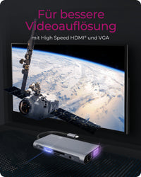 ICY BOX IB-DK4040-CPD, 10 in 1 USB Type-C® Notebook DockingStation, 1x HDMI 4K60Hz, 1x VGA, 3x USB-A, 1x USB-C(PD Only), 1x Audiocombo