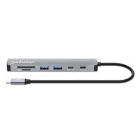 Manhattan 190442 laptop-dockingstation & portreplikator Kabelgebunden USB 3.2 Gen 1 (3.1 Gen 1) Type-C Grau