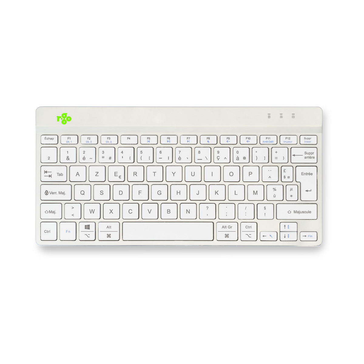 R-Go Tools Ergonomische Tastatur R-Go Compact Break, kompakte Tastatur mit Pausensoftware, AZERTY (FR), Bluetooth, Weiß
