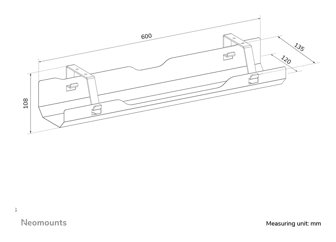 Neomounts ADS07-122WH Kabelwanne - Schraubbefestigung - universal