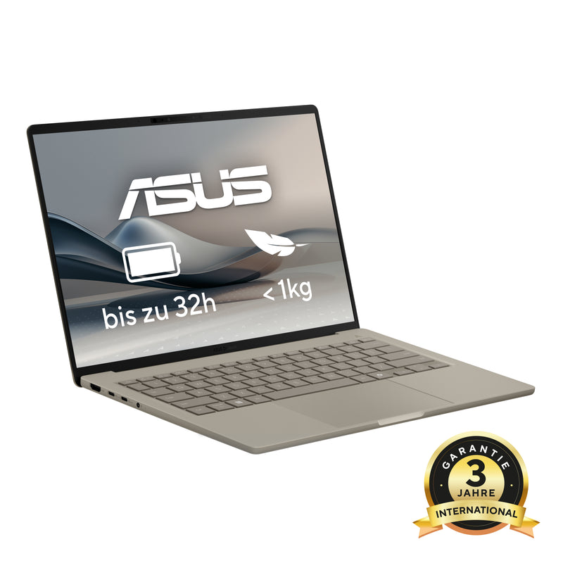 ASUS Zenbook A14 UX3407QA-QD488W Copilot+ PC Snapdragon X1-26-100 Laptop 35,6 cm (14") WUXGA 16 GB LPDDR5x-SDRAM 1 TB SSD Wi-Fi 6E (802.11ax) Windows 11 Home Deutsch Beige