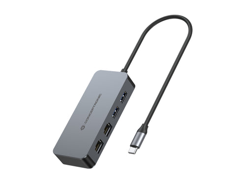Conceptronic ABBY24G USB-C-auf-Dual-Port-Gigabit-Netzwerkadapter mit 2-Port-USB-Hub