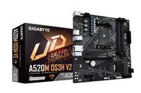 GIGABYTE A520M DS3H V2 Mainboard - Unterstützt AMD Ryzen 5000 Serie AM4 CPUs, bis zu 4733 MHz DDR4 (OC), PCIe 3.0 x16, GbE LAN, USB 3.2 Gen 1