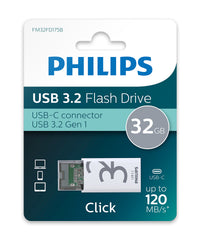 Philips Click USB-Stick 32 GB USB Typ-C 3.2 Gen 1 (3.1 Gen 1) Transparent, Weiß