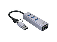 Conceptronic ABBY25G USB zu Gigabit-Netzwerkadapter mit 3-Port-USB-Hub