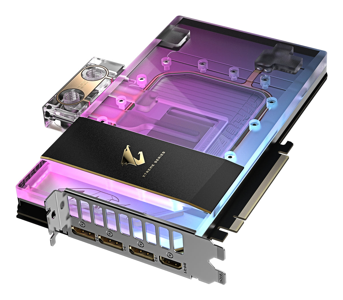 GIGABYTE AORUS GeForce RTX 5090 XTREME WATERFORCE WB 32G Grafikkarte - 32 GB GDDR7, 512 Bit, PCI-E 5.0, 2655 MHz Kernfrequenz, 3 x DP 2.1a, 1 x HDMI 2.1b, NVIDIA DLSS 4, GV-N5090AORUSX WB-32GD