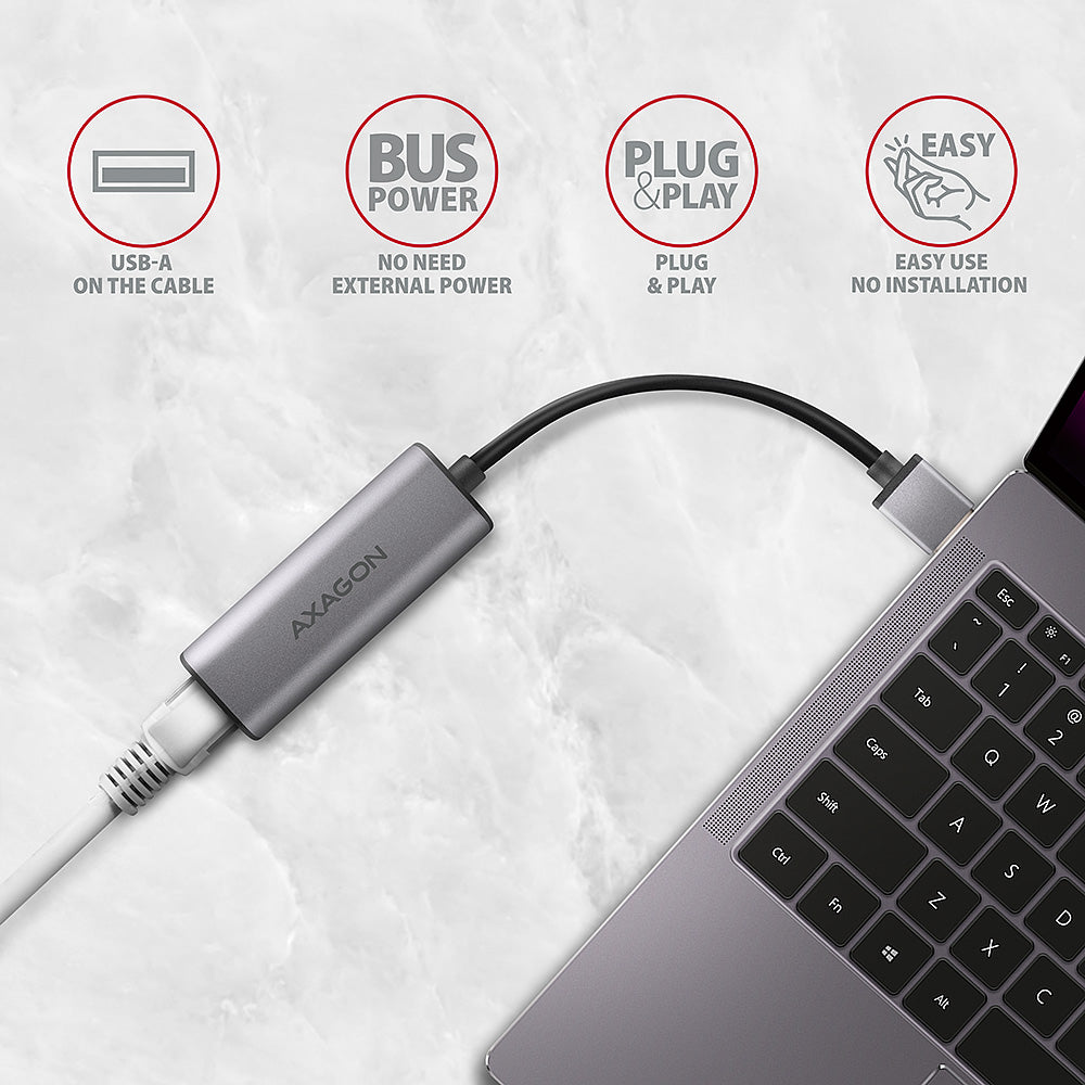 Axagon ADE-25R SuperSpeed USB-A 2.5 Gigabit ALU Ethernet Adapter