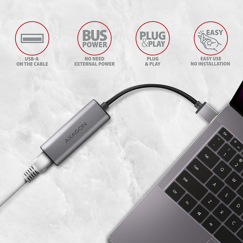 Axagon ADE-25R SuperSpeed USB-A 2.5 Gigabit ALU Ethernet Adapter