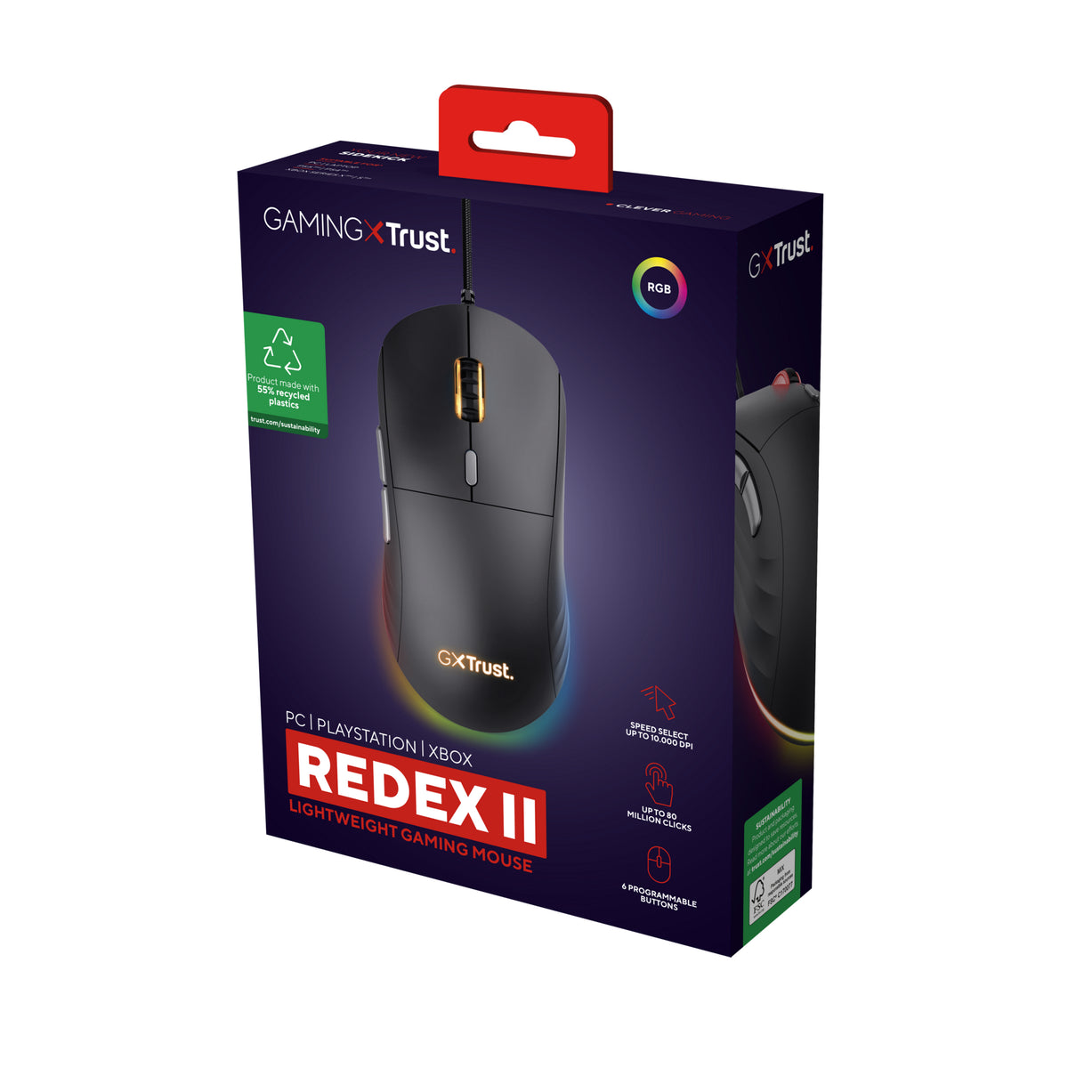 Trust GXT 925 REDEX II Maus Gaming rechts USB Typ-A Laser 10000 DPI