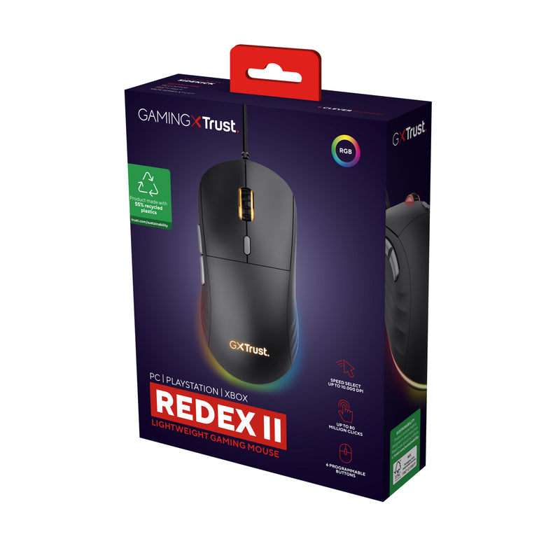 Trust GXT 925 REDEX II Maus Gaming rechts USB Typ-A Laser 10000 DPI