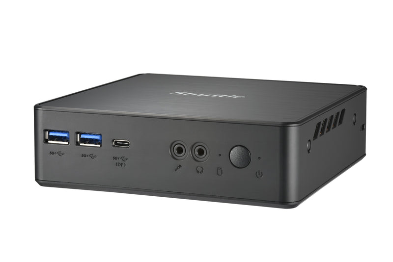 Shuttle XPC Nano PC NC40U, Intel Celeron 7305U, 1x HDMI, 1x DP,1xUSB-C/DP, 6x USB3.2, 1x 2.5" bay, 2x M.2, 1x LAN, RAID, 24/7 Dauerbetrieb, inkl. VESA & Stand