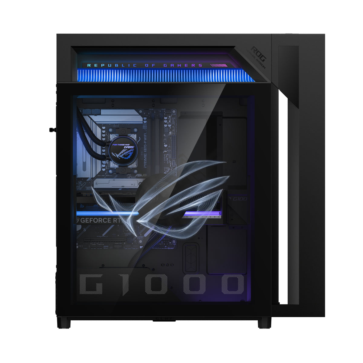 ASUS ROG GM1000TY-R9950X081W AMD Ryzen™ 9 9950X3D 64 GB DDR5-SDRAM 4 TB SSD NVIDIA GeForce RTX 5080 Windows 11 Home Tower PC Schwarz