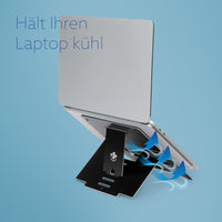 R-Go Tools Laptopständer R-Go Riser Flexible, ergonomisch, faltbarer und einstellbarer Laptopständer, Schwarz