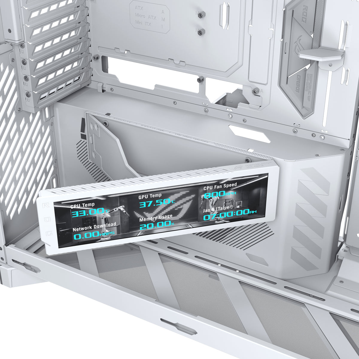 ASUS ROG CRONOX GR801 CURVE TG ARGB WHITE Midi Tower Weiß