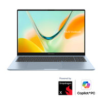 ASUS Vivobook S16 S5608QA Copilot+ PC Snapdragon X1-26-101 Laptop 40,6 cm (16") WUXGA 8 GB LPDDR5x-SDRAM 256 GB SSD Wi-Fi 6E (802.11ax) Windows 11 Home Blau