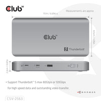CLUB3D CSV-2563 5-1 Thunderbolt™ 5 Hub Triple video 5K60Hz Thunderbolt™ Share Certifi ed 180W