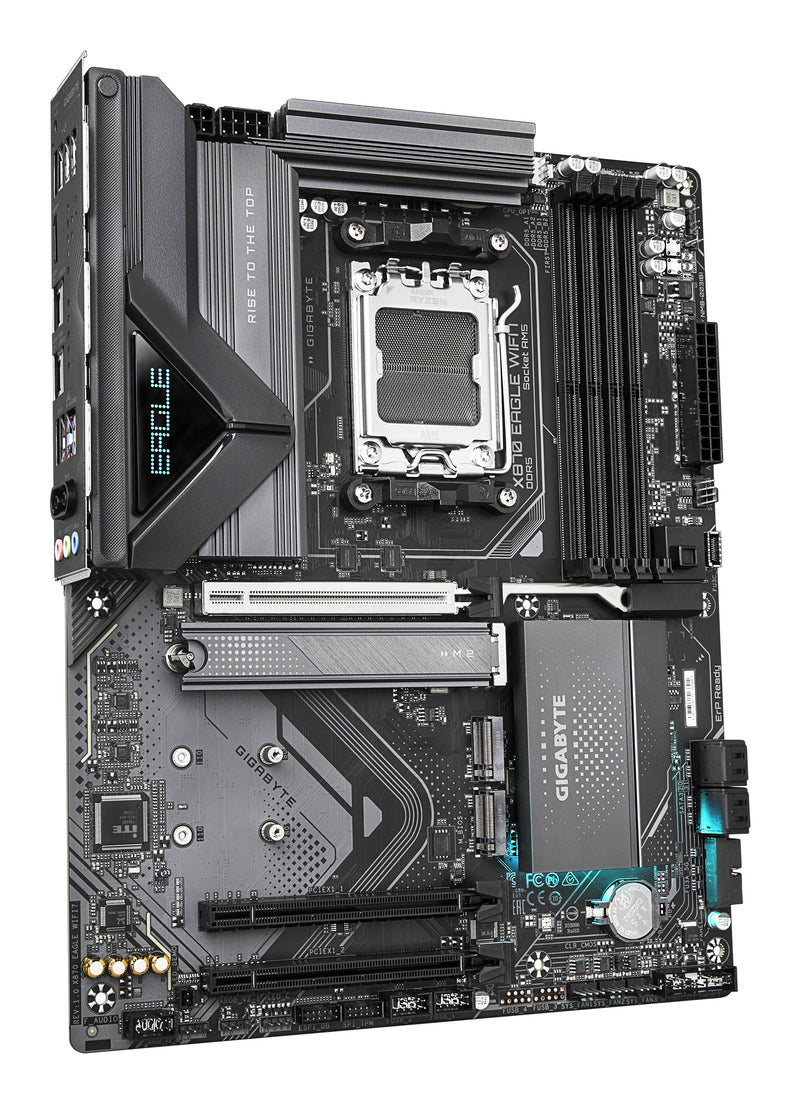 GIGABYTE X870 EAGLE WIFI7 Mainboard - Unterstützt AMD Ryzen 9000 CPUs, 14+2+2 Phasen VRM, bis zu 8000MHz DDR5 (OC), 1xPCIe 5.0 + 2xPCIe 4.0, Wi-Fi 7, 2.5GbE LAN, USB 4
