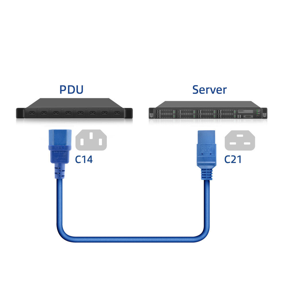 ACT Netzkabel C14 - C21 IEC60320 blau 2,5 m