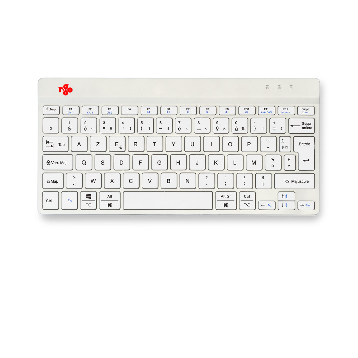 R-Go Tools Ergonomische Tastatur R-Go Compact Break, kompakte Tastatur mit Pausensoftware, AZERTY (FR), Bluetooth, Weiß