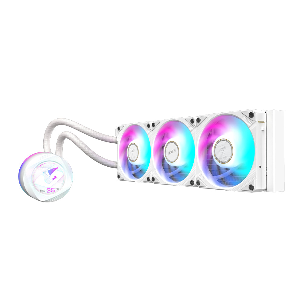 GIGABYTE AORUS WATERFORCE X II 360 ICE AIO Flüssigkeits-CPU-Kühler - 3x120mm ARGB-Lüfter, Vollfarb-LCD, DAISY-CHAIN, kompatibel mit Intel LGA 1851 und AMD AM5