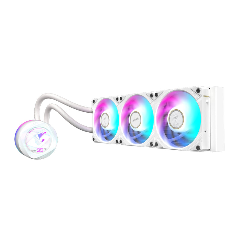 GIGABYTE AORUS WATERFORCE X II 360 ICE AIO Flüssigkeits-CPU-Kühler - 3x120mm ARGB-Lüfter, Vollfarb-LCD, DAISY-CHAIN, kompatibel mit Intel LGA 1851 und AMD AM5
