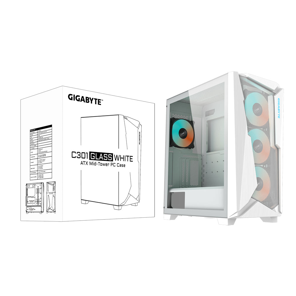 GIGABYTE C301GW Computer-Gehäuse Midi Tower Weiß