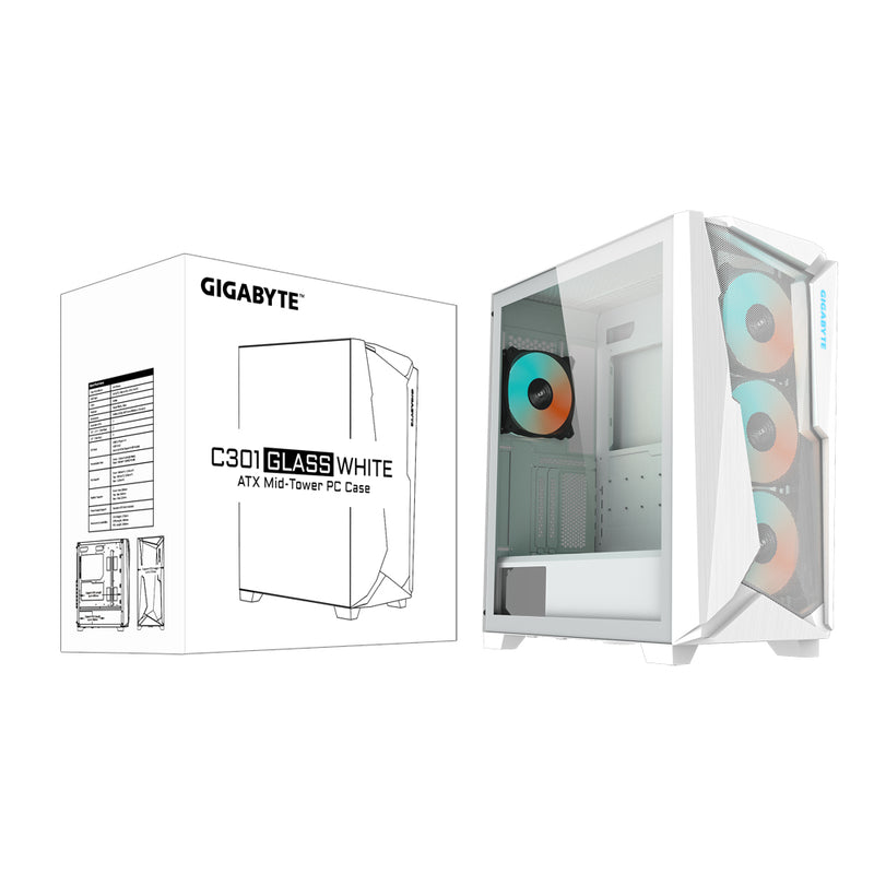GIGABYTE C301GW Computer-Gehäuse Midi Tower Weiß