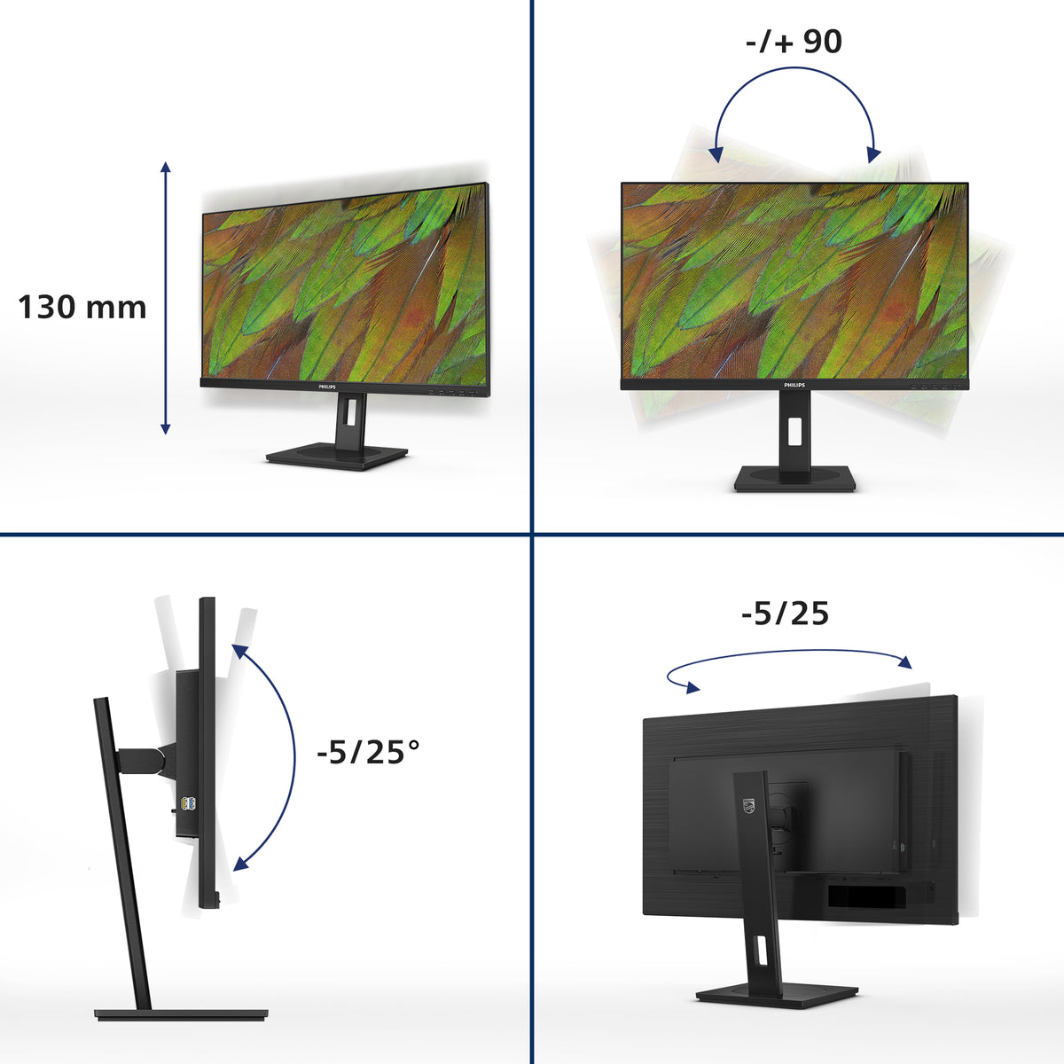 Philips 3000 series 27B1N3800/00 Computerbildschirm 68,6 cm (27") 3840 x 2160 Pixel 4K Ultra HD LCD Schwarz