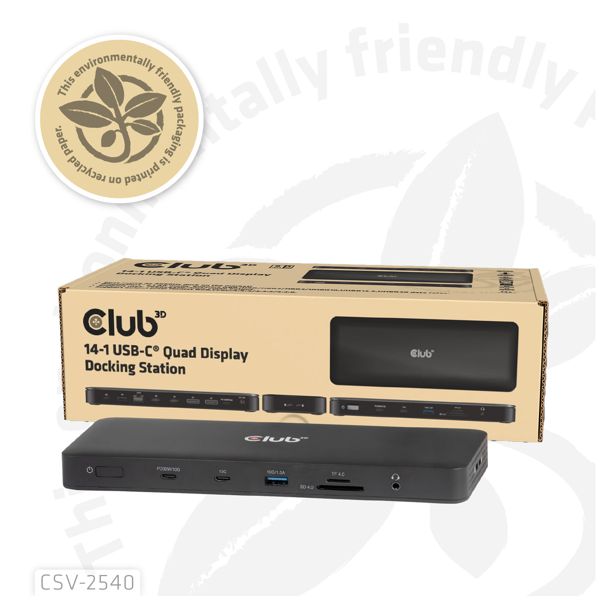 CLUB3D CSV-2540 laptop-dockingstation & portreplikator Andocken USB 3.2 Gen 1 (3.1 Gen 1) Type-C Schwarz