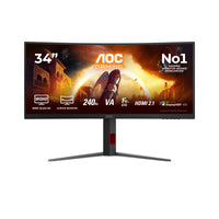 AOC G4 CU34G4Z Computerbildschirm 86,4 cm (34") 3440 x 1440 Pixel Wide Quad HD LED Schwarz, Rot