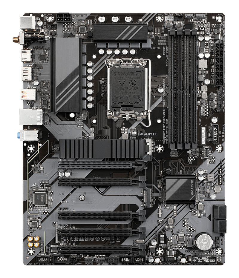 GIGABYTE B760 DS3H AX Mainboard - Unterstützt Intel Core Prozessoren der 14. Generation, 8+2+1 Phasen digitales VRM, bis zu 7600MHz DDR5 (OC), 2x PCIe 4.0 M.2, Wi-Fi 6E, GbE LAN, USB 3.2 Gen 2x2