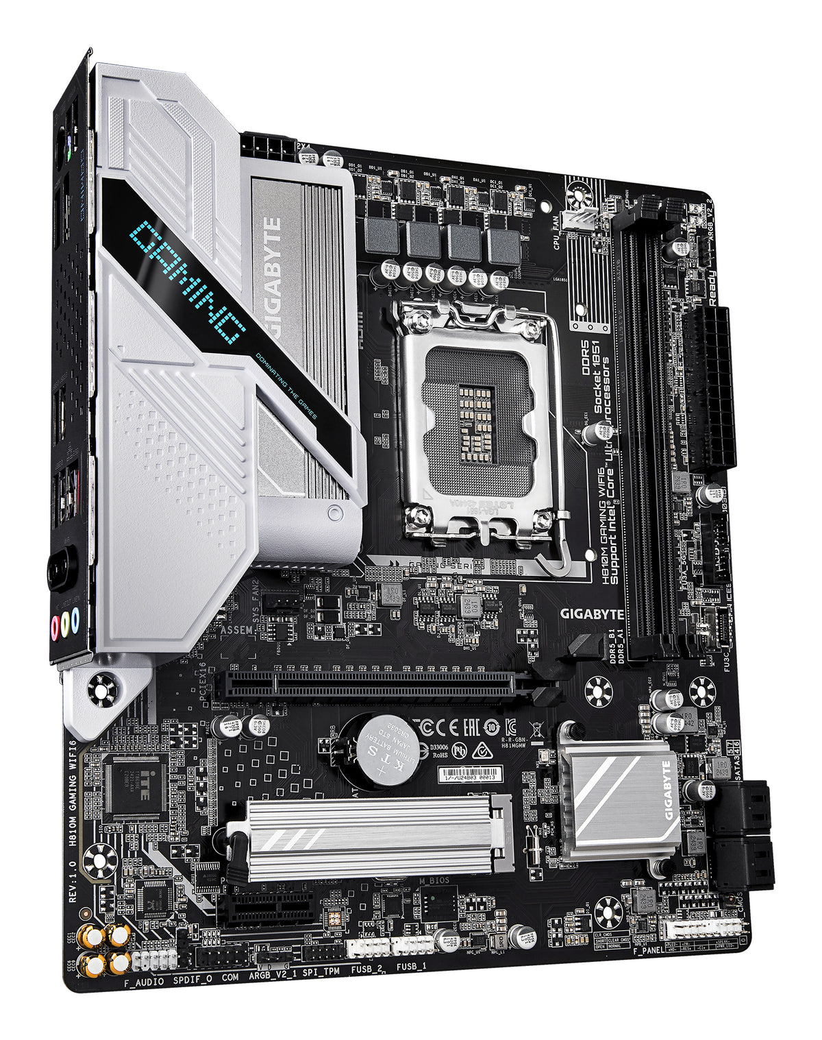 GIGABYTE H810M GAMING WIFI6 Mainboard – Intel Core Ultra (Serie 2) CPUs, 4+1+2 Phasen VRM, bis zu 6400 MHz DDR5, 1xPCIe 4.0 M.2, 2.5GbE LAN, WIFI 6, USB 3.2 Gen 1