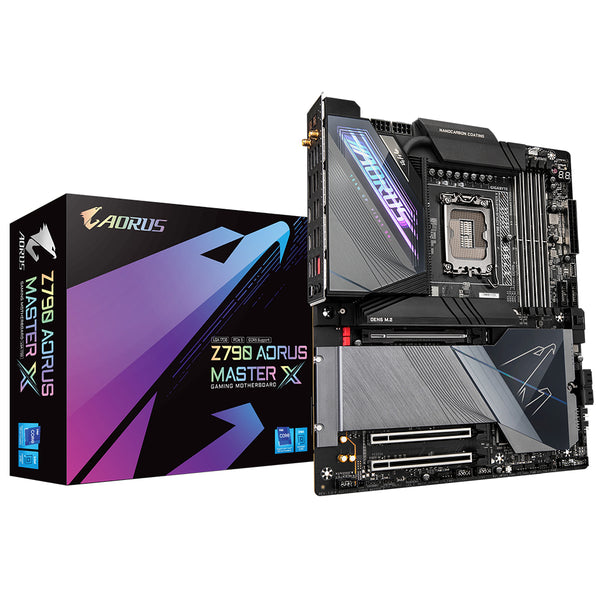 Carte mère GIGABYTE Z790 AORUS MASTER X - Prend en charge les processeurs Intel de 13e génération, VRM 20+1+2 phases, jusqu'à 8266 MHz DDR5 (OC), 1x PCIe 5.0 + 4x PCIe 4.0 M2, LAN 10 GbE, Wi-Fi 7, USB 3.2 Gen 2x2