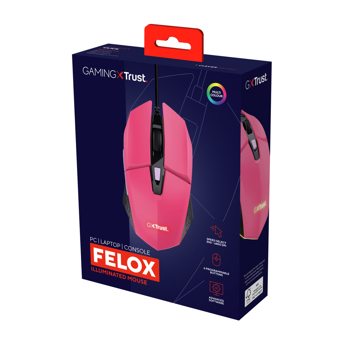 Trust GXT 109P FELOX Maus Gaming Beidhändig USB Typ-A 6400 DPI