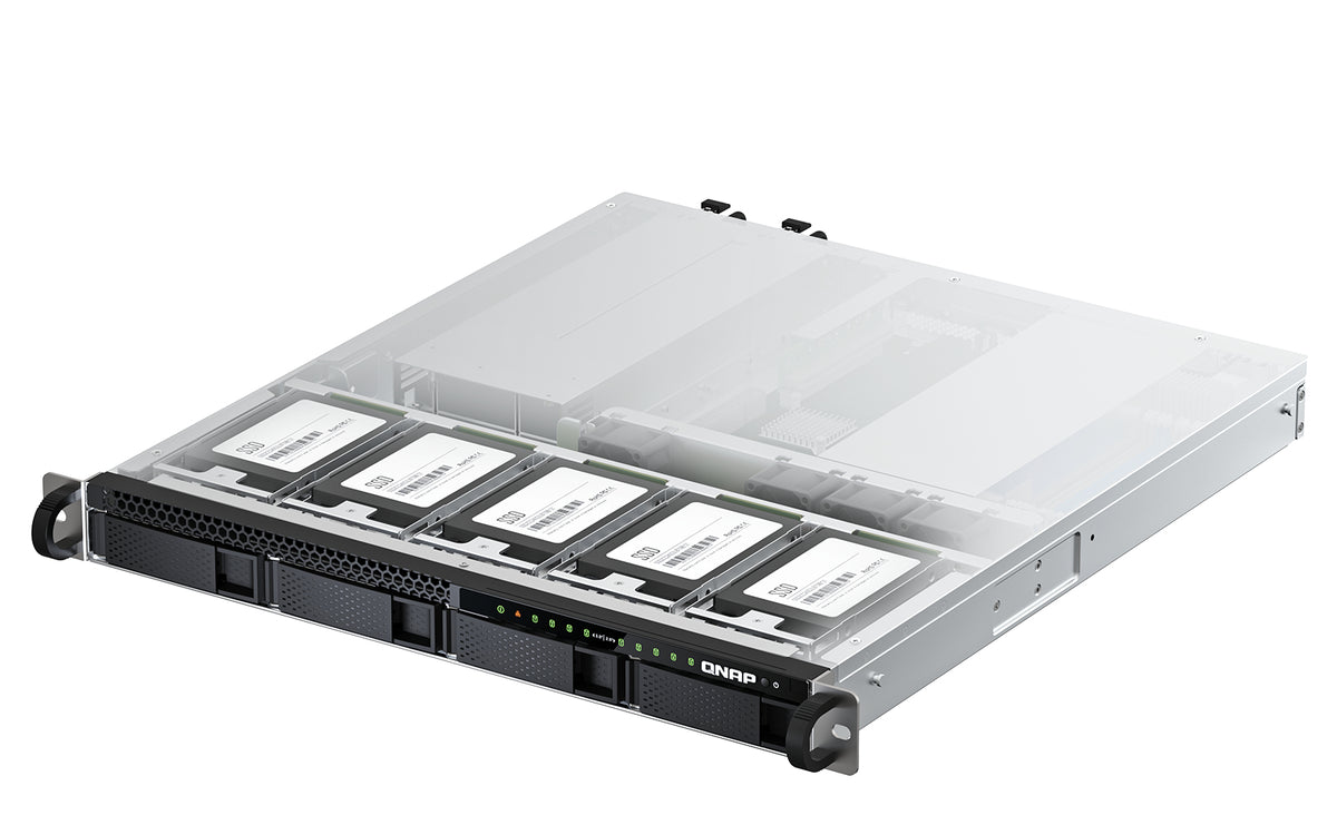 QNAP TS-h987XU-RP NAS Rack (1U) Intel Xeon E E-2334 16 GB DDR4 QuTS hero Schwarz, Silber