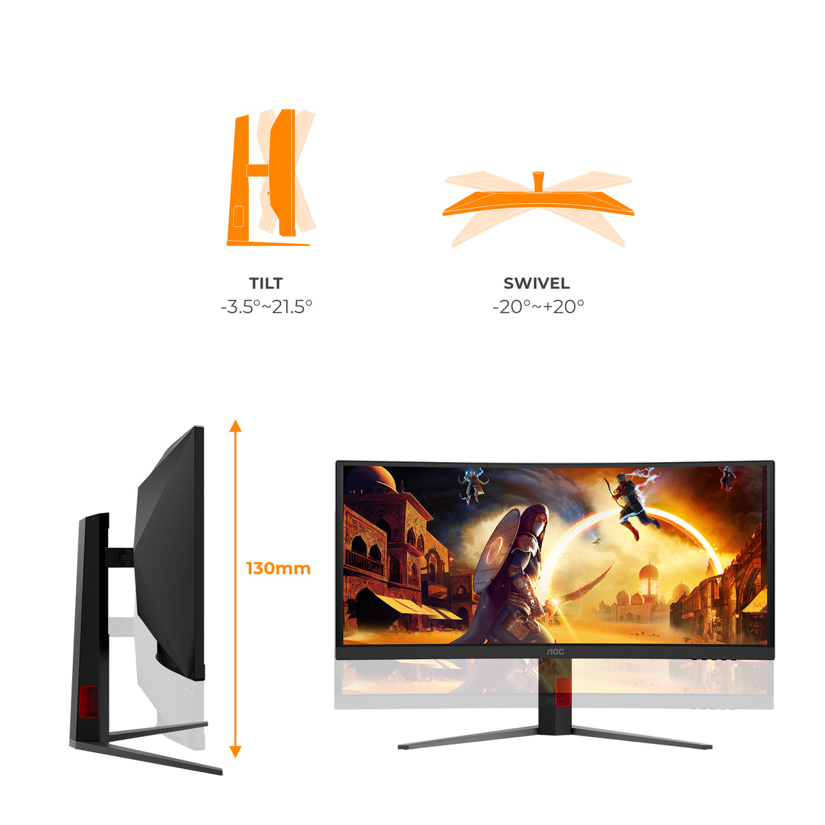 AOC G4 Gaming Computerbildschirm 86,4 cm (34") 3440 x 1440 Pixel Schwarz, Rot