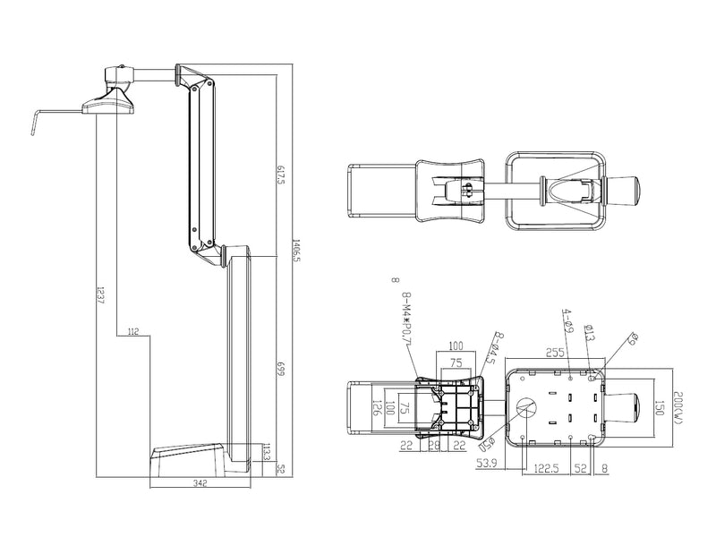 Multibrackets 4269 Flachbildschirm-Tischhalterung 68,6 cm (27") Wand Weiß