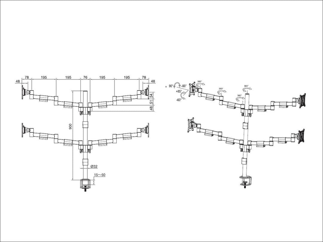 Multibrackets 5587 Flachbildschirm-Tischhalterung 76,2 cm (30") Tisch/Bank Weiß