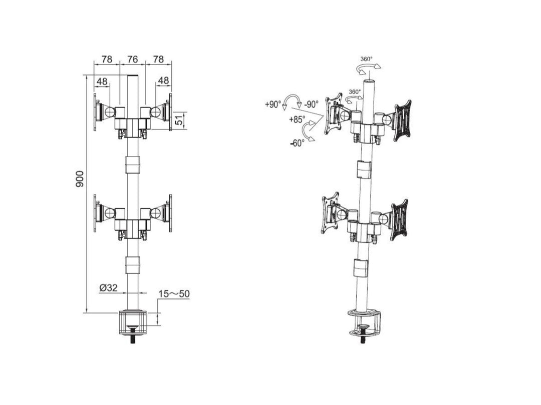 Multibrackets 5594 Flachbildschirm-Tischhalterung 76,2 cm (30") Tisch/Bank Weiß