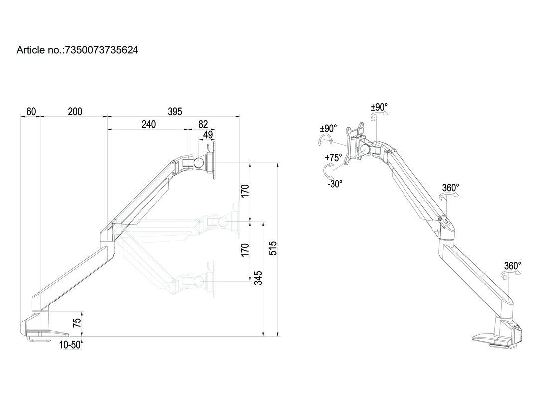 Multibrackets 5624 Flachbildschirm-Tischhalterung 81,3 cm (32") Tisch/Bank Silber