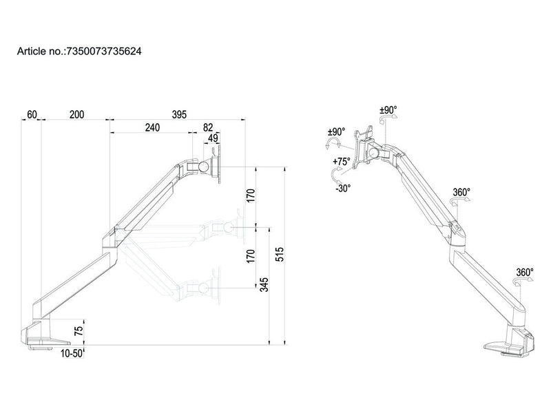 Multibrackets 5624 Flachbildschirm-Tischhalterung 81,3 cm (32") Tisch/Bank Silber
