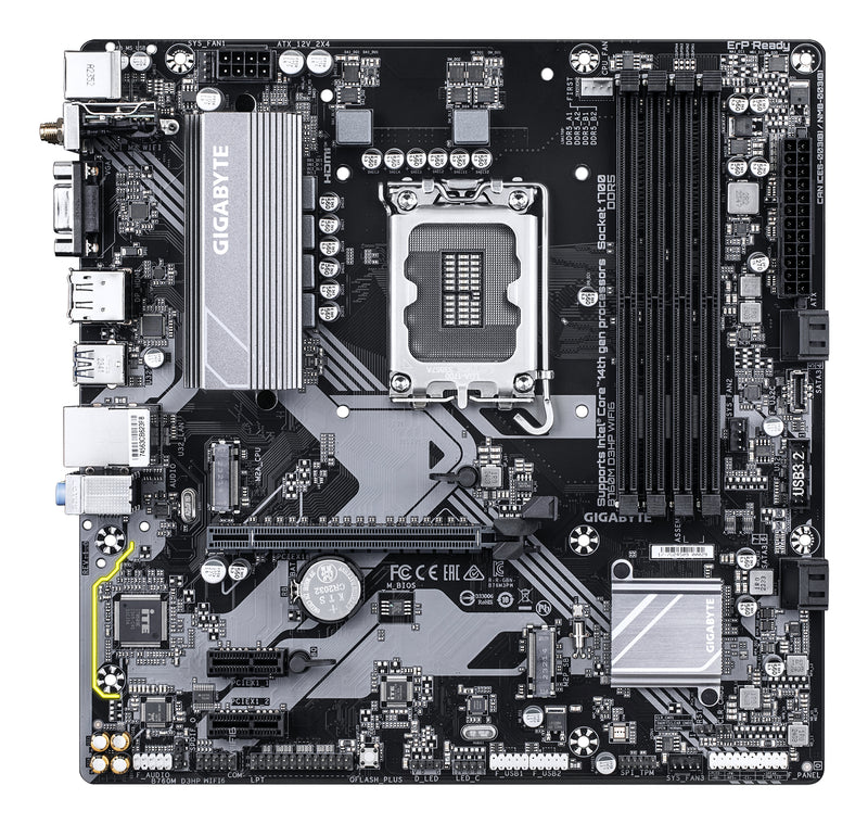 GIGABYTE B760M D3HP WIFI6 Mainboard – Unterstützt Intel Core Prozessoren der 14. Generation, digitales 4+1+1 Phasen VRM, bis zu 5600 MHz DDR5, 2x PCIe 4.0 M.2, Wi-Fi 6, GbE LAN, USB 3.2 Gen 1
