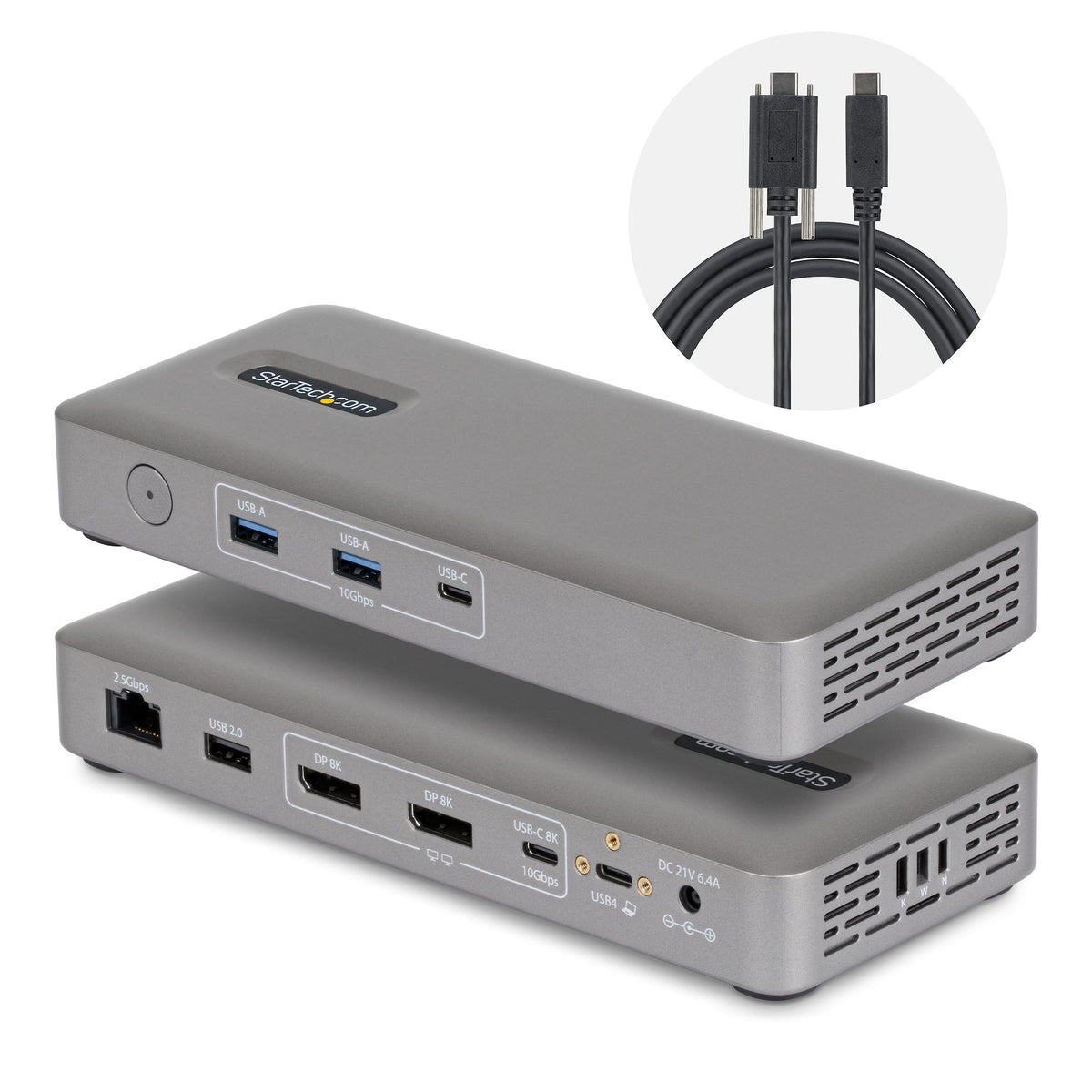 StarTech.com USB4 Dockingstation, treiberloser Dual 4K 144Hz für Mac und Windows, Universelles USB-C Dock mit DisplayPort, 100W PD und 2,5GbE